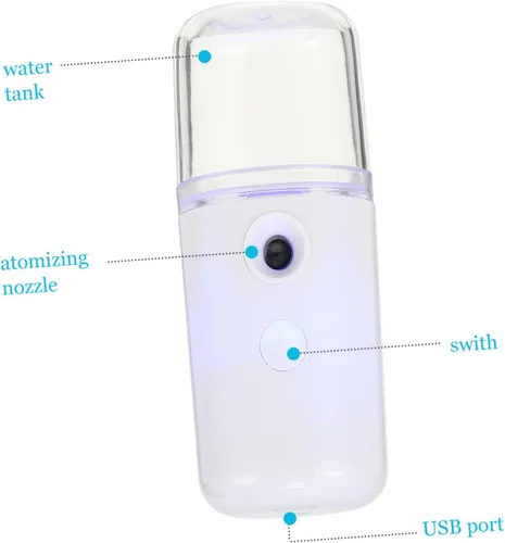 Vista 3 de 1 unidad USB recargable nanómetro humidificador facial portátil de mano pulverizador dispositivo de humedad para mujeres y niñas para viajes