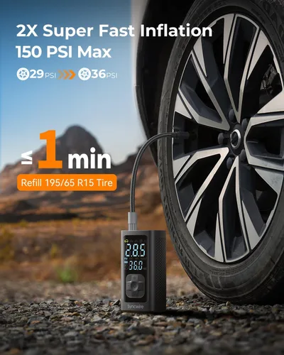 Vista 2 de SYNCWIRE Inflador de Neumáticos Compresor de Aire Portátil - Inflación 2X Más Rápida Bomba de Aire Inteligente para Neumáticos de Coche