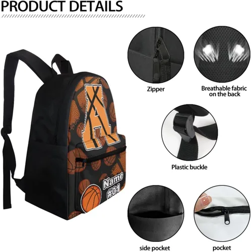 Vista 132 de FOR U DESIGNS Fuego baloncesto impreso niños escuela mochilas viaje mochila libro bolsa