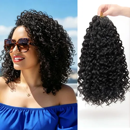 Vista 18 de GoGo Curl Crochet Hair 18 pulgadas onda de agua pelo sintético bohemio ganchillo trenzado jengibre onda profunda extensiones de cabello trenzado