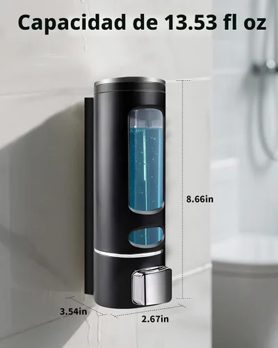 Vista 2 de Dispensador de champú y acondicionador, 13.5 fl oz, dispensador de champú