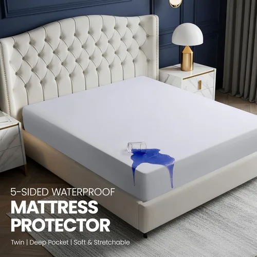 Vista 2 de Utopia Bedding – Protector de colchón impermeable de 5 lados tamaño individual, funda de colchón transpirable premium, estilo ajustado con bolsillos