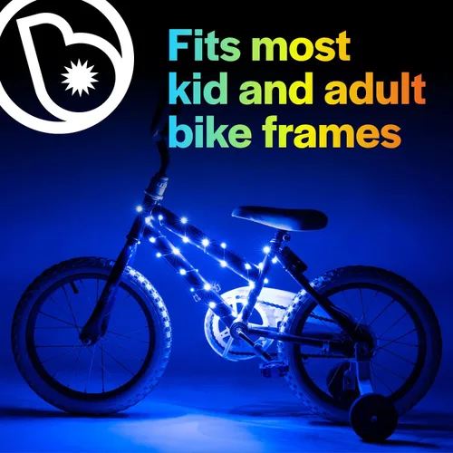 Vista 4 de Brightz CosmicBrightz - Cuerda de luz LED para marco de bicicleta, cuerda de 6.5 pies, funciona con pilas con interruptor de encendido/apagado, Azul