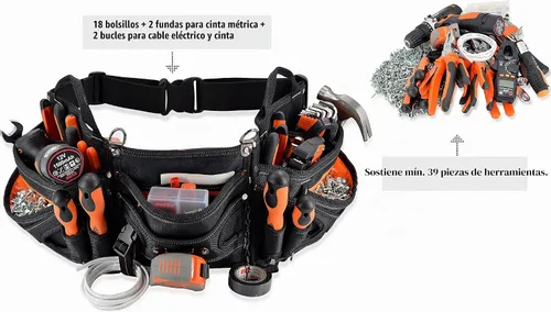 Vista 2 de Welkinland Cinturón de herramientas resistente para electricistas - Bolsa, cinturón para técnicos y HVAC
