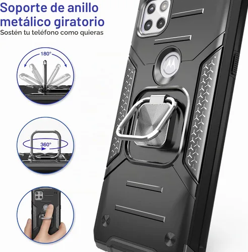 Vista 3 de Funda delgada para Moto One 5G Ace con protector de pantalla, absorción de golpes, resistente a prueba de caídas, con soporte de automóvil, funda