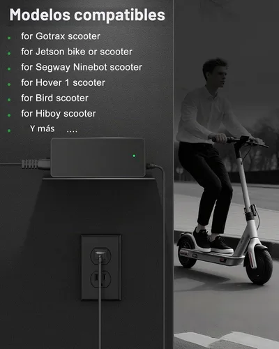 Vista 3 de VHBW Cargador de scooter eléctrico de 42 V 2 A con 5 enchufes, compatible con Gotrax, Jetson, Hover 1, Segway, Ninebot, Hiboy, Bird, Hoverstar