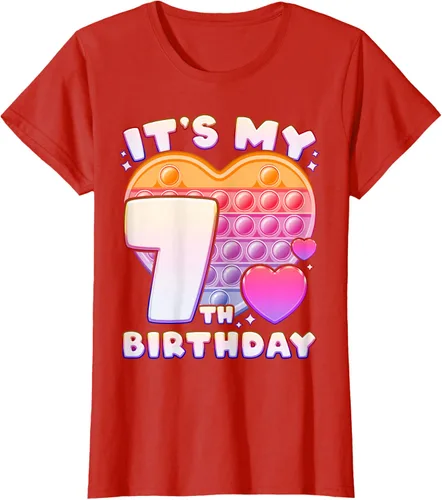 Vista 92 de Pop-it Birthday Girl 7 años de edad, Push it Pop Fidget Bubble Camiseta, Negro