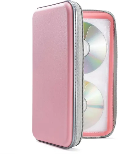 Vista 15 de UENTIP Funda para CD, capacidad para 96 CD, de plástico duro, cartera protectora para CD/DVD, para coche, hogar, viajes (96, negro) CD DVD