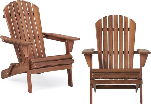 Vista 8 de Folding Adirondack Chairs Set of 2, Solid Cedar Wood Patio Lounge Chair, Wooden Outdoor Adirondack Chairs for Backyard, Deck, Lawn, Poolside
