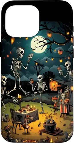 Vista 19 de Funda para disfraz de Halloween para iPhone 16 de noche de terror de esqueleto
