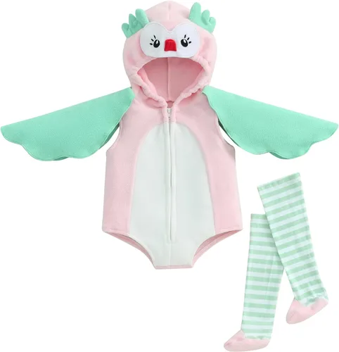 Vista 8 de Mameluco con capucha para bebé recién nacido, disfraz de Halloween, diseño de flamenco, disfraz de cosplay Rosa