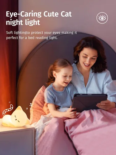 Vista 7 de Mubarek - Luz Nocturna para Niños, lámpara de luz nocturna atenuable de 16 colores, luz nocturna de silicona con control remoto para guardería