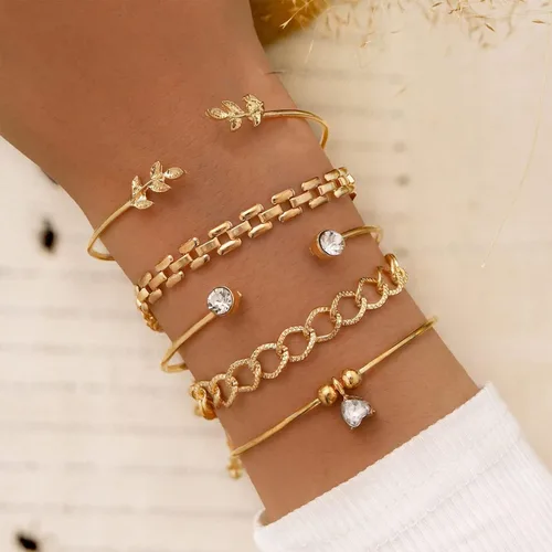 Vista 39 de Long tiantian Pulsera de oro gruesa para mujer, pulseras de oro delicadas, pulseras para mujer, pulseras apilables de eslabones de cadena