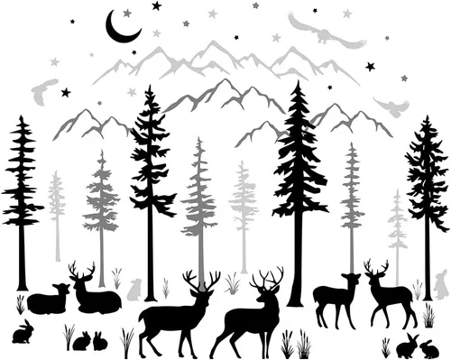 Vista 9 de SUPERDANT Calcomanías de pared de oso rosa, diseño de animales de dibujos animados, nubes, estrellas, luna, despegar y pegar, calcomanías de vinilo