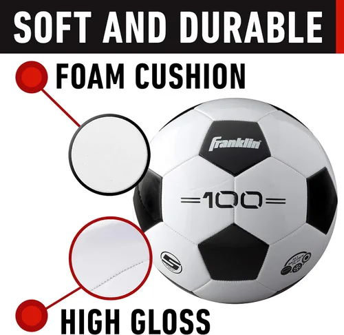 Vista 3 de Franklin Sports Balones de fútbol - Jóvenes y adultos - Tallas 3, 4 y 5 - Paquetes individuales y a granel - Blanco y negro