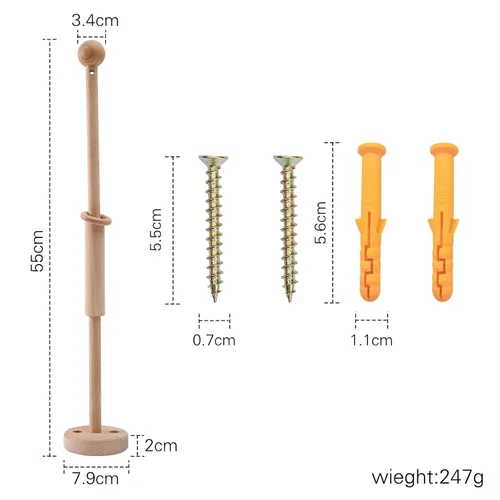 Vista 6 de Brazo de madera móvil para cuna, 21.6 pulgadas, montado en la pared, adecuado para todos los móviles, soporte de pared de haya 100% natural