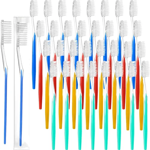 Vista 9 de Patelai 700 cepillos de dientes desechables de viaje a granel envueltos individualmente, cerdas suaves medianas, cepillo de dientes desechables