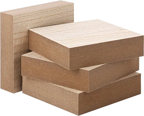 Vista 3 de Paquete de 20 bloques cuadrados de madera MDF sin terminar, bloques de madera de 3.9 x 3.9 pulgadas para manualidades, proyectos de bricolaje