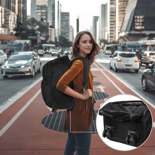 Vista 7 de MATEIN - Mochila rodante con 4 ruedas, mochila de viaje con ruedas para laptop de 17 pulgadas para mujeres y hombres, bolsa de negocios grande