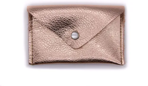 Vista 8 de Funda de cuero para tarjetas Mini cartera con broche de perlas - Hecho en los Estados Unidos