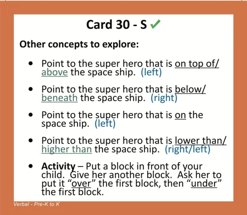 Vista 8 de Tarjetitas en inglés para superdotados y niños avanzados, para practicar conceptos y vocabulario, de la marca testingmom.com