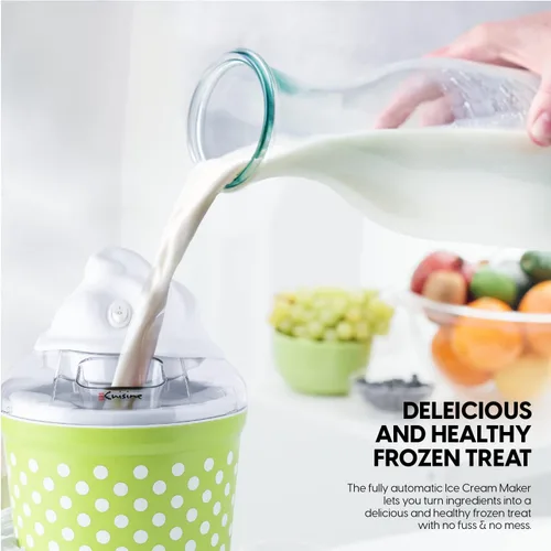 Vista 3 de Euro Cuisine Máquina para hacer helados, sorbetes y yogur congelado, máquina casera para hacer helados para niños con 4 vasos de vidrio, tazón