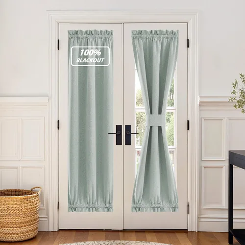 Vista 48 de NICETOWN Cortinas de Lino para Puerta Lateral - Cortinas Opacas con Aislamiento Térmico para Puerta Delantera Francesa para Sombra Pequeña
