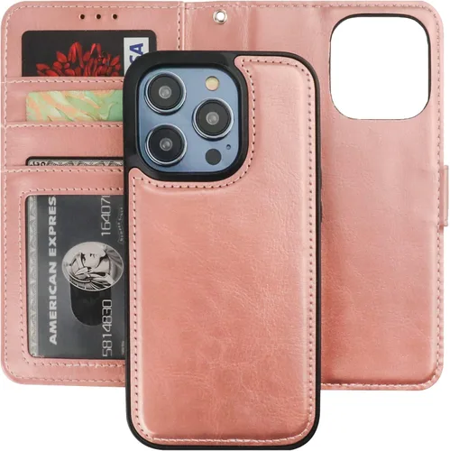 Vista 13 de Bocasal - Funda tipo cartera desmontable para iPhone 14 Pro, color negro