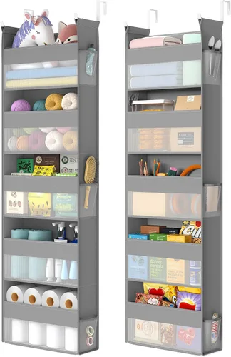 Vista 8 de SONGMICS URDH007W01 - Organizador para colgar sobre la puerta, organizador de puerta colgante con 5 bolsillos grandes, almacenamiento de 5 niveles