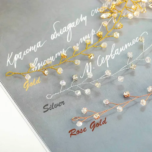 Vista 4 de Catery Diadema dorada con diamantes de imitación para novias y mujeres