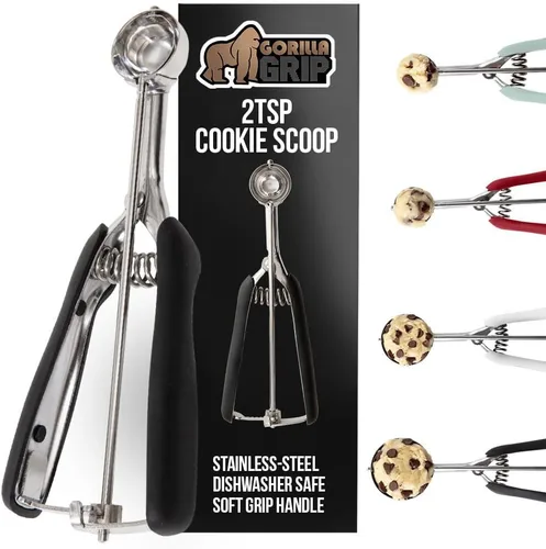 Vista 10 de GORILLA GRIP Cuchara para galletas de acero inoxidable sin BPA, cuchara #60 de 1 cucharada, mango de agarre suave, fácil liberación de alimentos