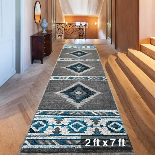 Vista 18 de YHSF South West - alfombra nativa americana del suroeste, fácil de limpiar, gruesa, suave y duradera, alfombra tribal inspirada en indios americanos
