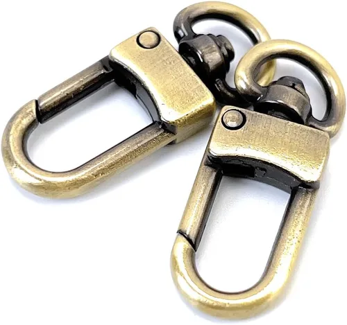 Vista 12 de 10 clips giratorios resistentes de oro antiguo, pequeños cierres de pinza de langosta para puerta de empuje, ganchos a presión, estilo arco