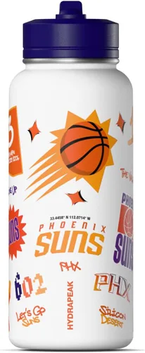 Vista 18 de Hydrapeak Botella de agua aislada de 32 onzas con licencia oficial de la NBA Boston Celtics, celebrando la ciudad de Boston, tapa de popote y asa