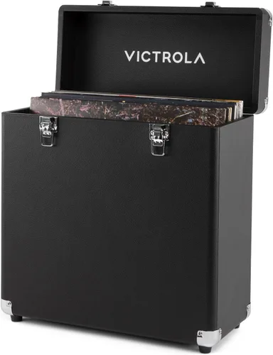 Vista 6 de Victrola Collector – Estuche de almacenamiento para discos de vinilo – Capacidad para más de 30 discos de vinilo para tocadiscos, hardware
