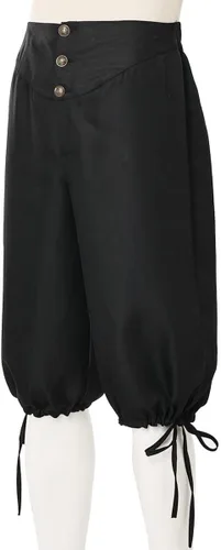 Vista 2 de Pantalones coloniales renacentistas para hombre, pantalones vikingos medievales, disfraz de pirata, cosplay, pantalones cortos con cordones