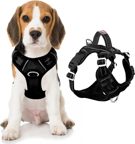Vista 53 de BARKBAY Arnés Oxford sin tirones para perro con bolsillo para etiqueta de identificación, resistente, reflectante, fácil control para perros grandes