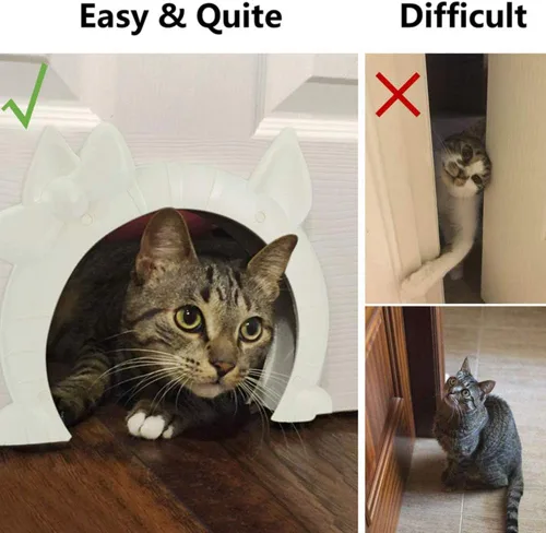 Vista 3 de Puerta para gatos, puerta interior para gatos, paso grande para gatos adultos de hasta 20 libras, puerta de mascota fácil de instalar, se mantiene