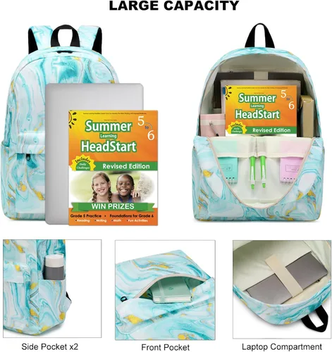 Vista 2 de Mochila infantil para niñas, adolescentes, bolsas escolares con bolsa de almuerzo, estuche para lápices
