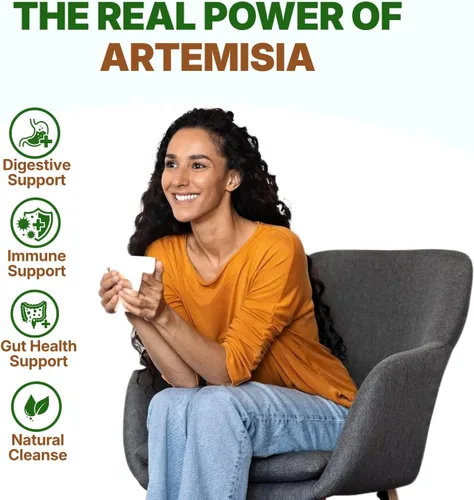 Vista 2 de Go Nutra Polvo de ajenjo dulce (Artemisia annua) Artemisinina natural Apoya la salud digestiva, la energía y los antioxidantes Té de hierbas