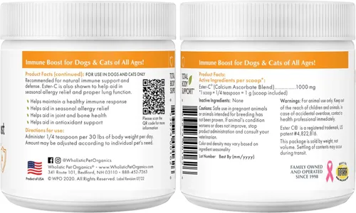 Vista 9 de Wholistic Pet Organics Suplemento de vitamina C para la piel y el pelaje de los perros - 1 oz - Medicamento para el alivio de la alergia del perro