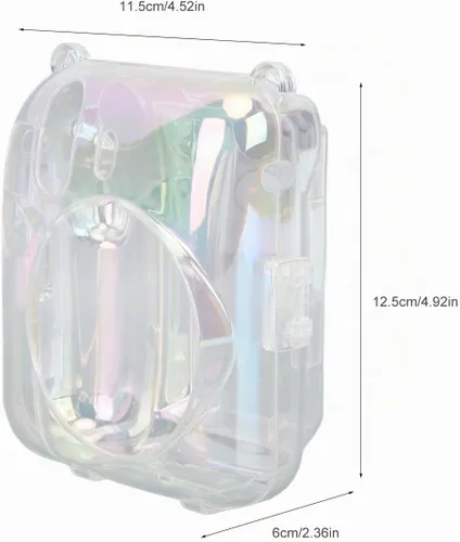 Vista 6 de Funda transparente para mini 12 instantáneos, cámara de película con capacidad para 10 películas en la parte posterior y correa ajustable