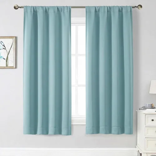Vista 188 de Cortinas opacas para dormitorio, sala de estar, juego de 2 paneles de 54 pulgadas de largo, cortinas de oscurecimiento de habitación con aislamiento
