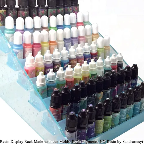Vista 3 de Organizador de exhibición, moldes de silicona de resina epoxi, juego de 7 niveles para lápiz labial, maquillaje, esmalte de uñas, pigmento y joyería