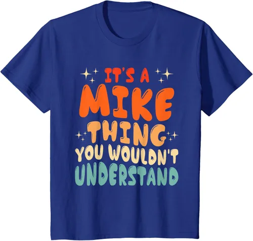 Vista 51 de Camiseta retro de los años 80 con texto en inglés "It's A Mike Thing You Wouldn't Understand", Negro