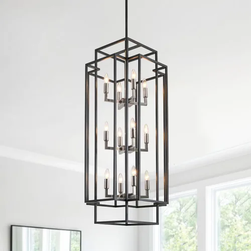 Vista 11 de Lámpara de araña de granja de 16.5 pulgadas, lámpara colgante de techo industrial de 4 luces, accesorios de iluminación modernos para vestíbulo