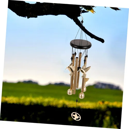 Vista 6 de Abaodam Campana de viento de colibrí para decoración al aire libre, tubos de aluminio, campana colgante de jardín para patio, campanillas de viento