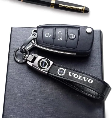 Vista 3 de YUULOO Llavero de cuero genuino para Volvo S90 S60 XC60 XC40 XC90 V40 V60 S60 S80, llavero de cuero duradero para automóvil, soporte de llavero