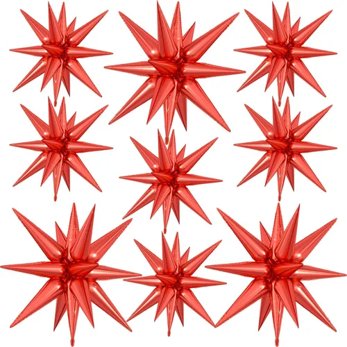 Vista 10 de 9 piezas de globos de estrella beige, grandes globos de papel de aluminio en forma de estrella en explosión, globos de Mylar en punta color crema