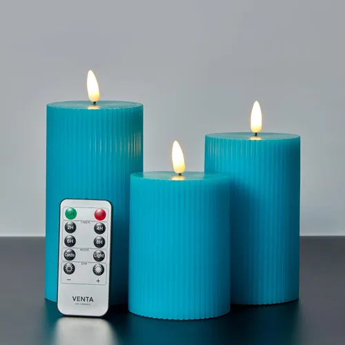 Vista 15 de VENTA Juego de 3 velas de pilar de marfil cálido Velas de cera real operadas por baterías con llama parpadeante Decoración atemporal para todo